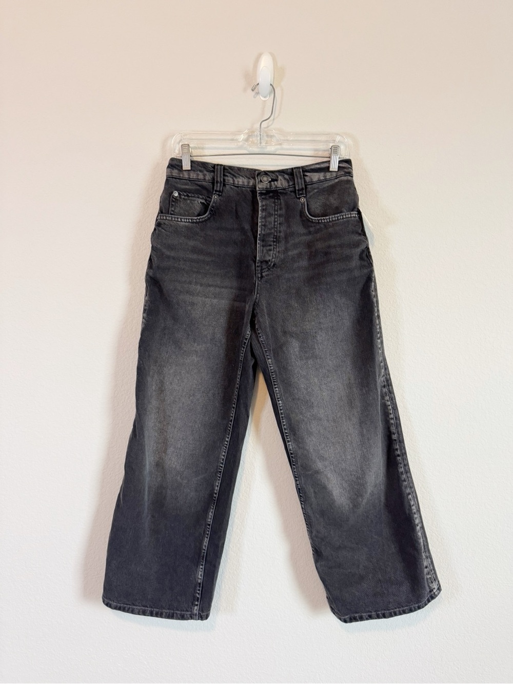 Free People Chalet Black high Waisted Wide Leg Cropped Jeans Size 28 - Picture 3 of 12